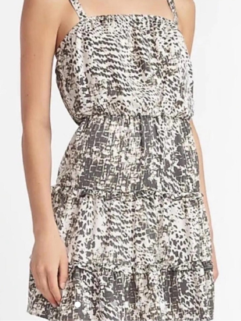 Express Black and White Printed Tiered Midi Dress
